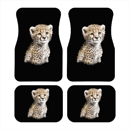 Baby Cheetah Cute Watercolor Painting Portrait Car Mats