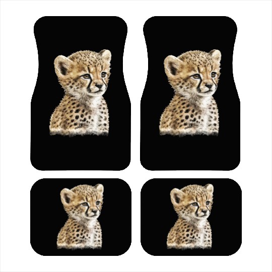 Baby Cheetah Watercolor Painting Portrait Car Mats
