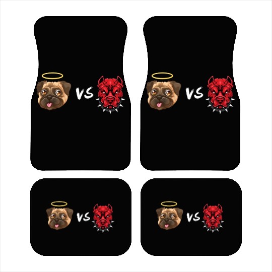 Angel Pug Dog Vs Devil Pitbull Dog Car Mats