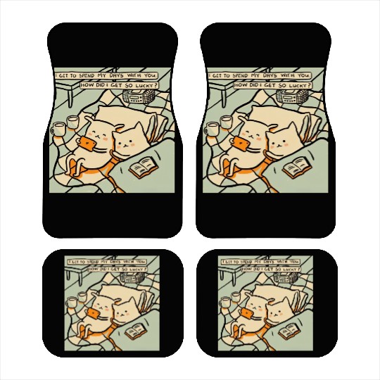 Lucky Cat Couple Lover Funny Kitty Motivation Love Car Mats