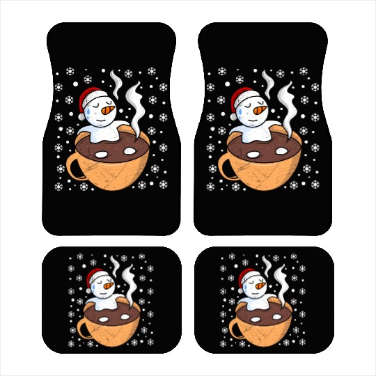Snowman Hot Cocoa Snowmen Swimming in Hot Car Mats
