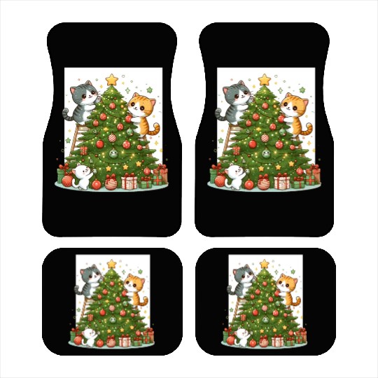 Kittens decorate a Christmas tree Car Mats