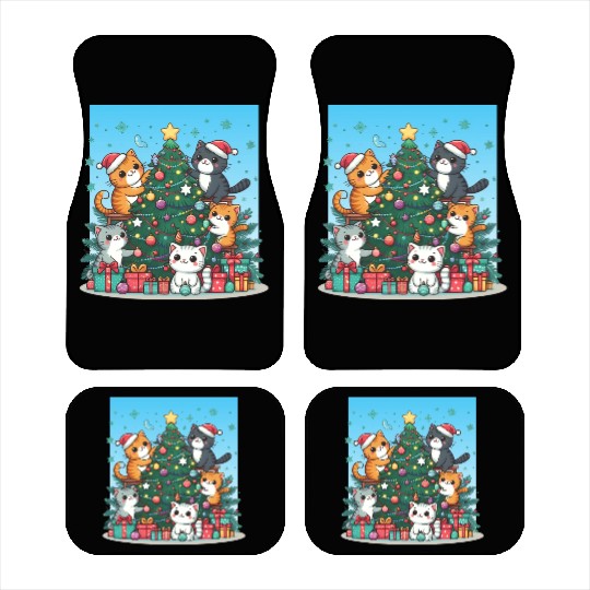 Kittens decorate a Christmas tree Car Mats