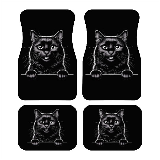 More Treats black cat 4 - Cute realistic cat Car Mats