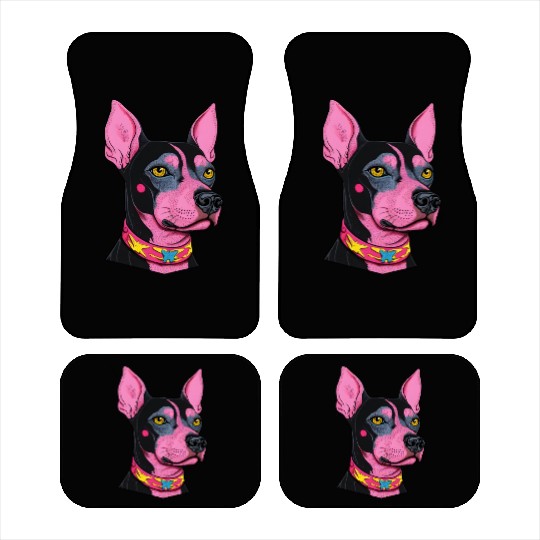 black and pink dog with yellow eyes Punk Rock Car Mats