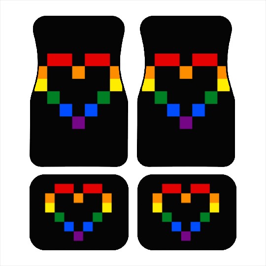 Rainbow Heart Car Mats