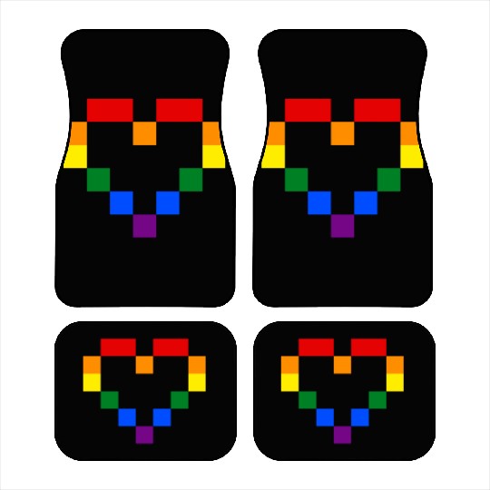 Rainbow Heart Car Mats