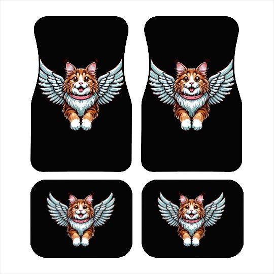 Maine Cat Angel - Majestic Cat with Wings Car Mats