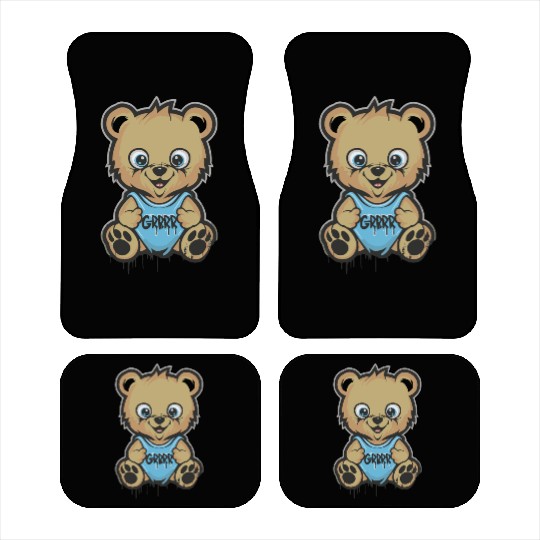 Grrrr cute cartoon baby bear cub Car Mats