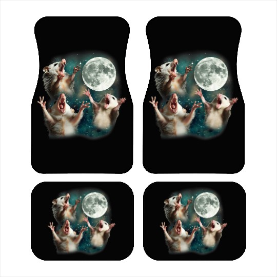Three Possum Moon 3 Opossum Funny Weird Cursed Mem Car Mats