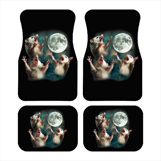Three Possum Moon 3 Opossum Funny Weird Cursed Mem Car Mats
