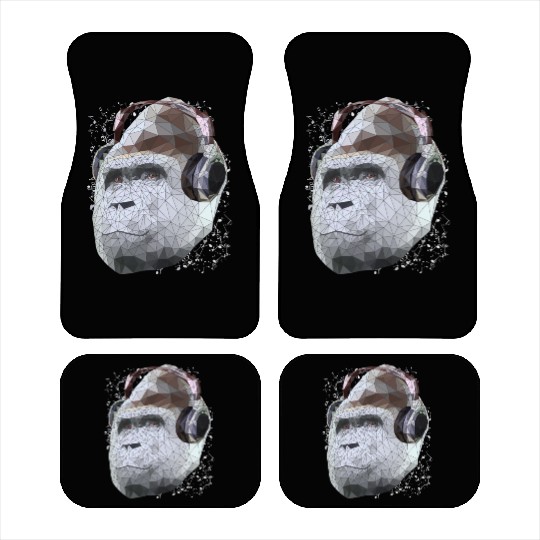Gorilla with headphones low poly pop art Car Mats