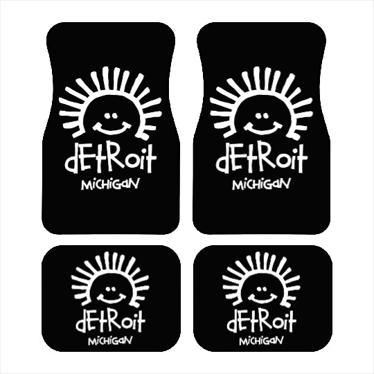 Detroit Michigan Sun Smiley Face Souvenirs Gifts Car Mats