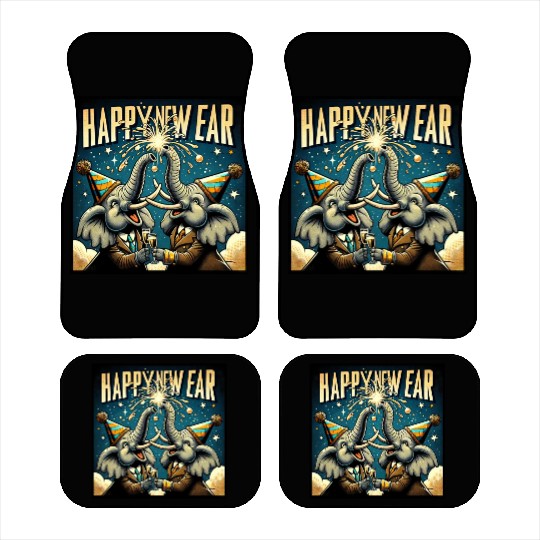 New Year's Eve Elephant Cheers with Champagne Car Mats
