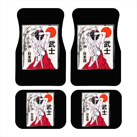 Vintage Japanese Samurai Culture Sakura Scenery Car Mats