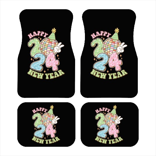 Happy New Year 2024 disco ball party Car Mats