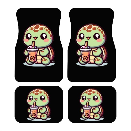 Kawaii Turtle Bubble Tea Lover Cute Sea Turtle Car Mats