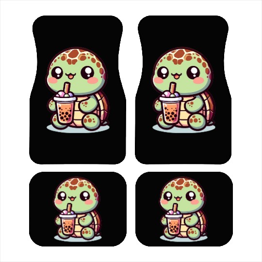 Kawaii Turtle Bubble Tea Lover Cute Sea Turtle Car Mats
