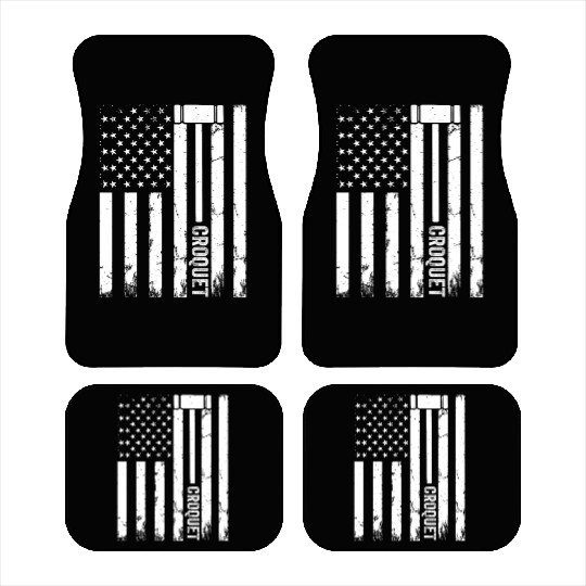 Croquet Player US Flag Croquet Car Mats