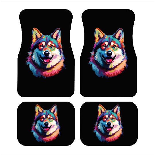 Watercolor Colorful Akita Car Mats