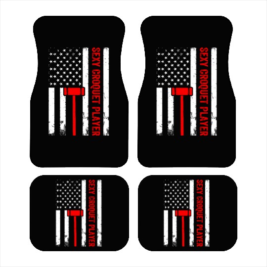 Sexy Croquet Player US Flag Croquet Player Car Mats