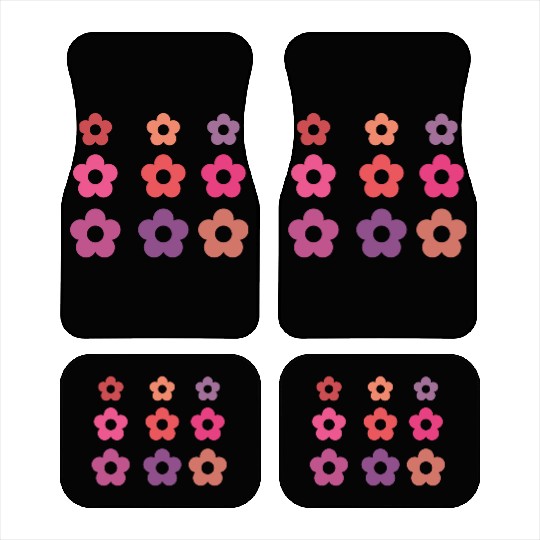 Large and small pink multi-colored flowers Car Mats