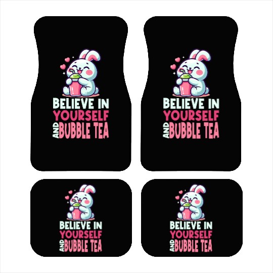 Kawaii Rabbit Bubble Tea Believe In Yourself Car Mats
