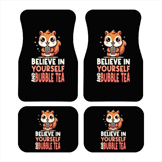 Kawaii Squirrel Bubble Tea Believe In Yourself Car Mats
