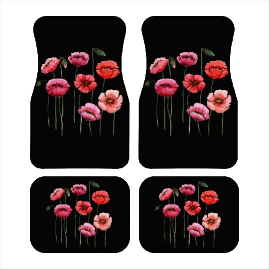 Poppies, spring bloomers, summer, flower, vintage. Car Mats