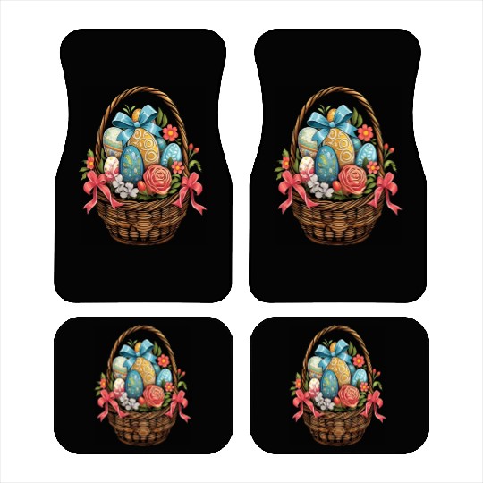 Easter Day Easter Basket Colorful Eggs Flowers Car Mats