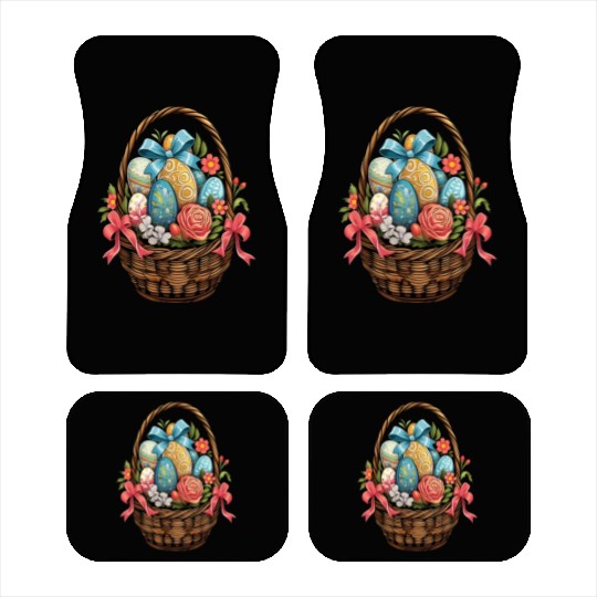 Easter Day Easter Basket Colorful Eggs Flowers Car Mats