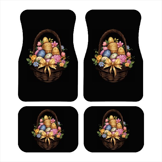 Easter Day Easter Basket Colorful Eggs Flowers Car Mats