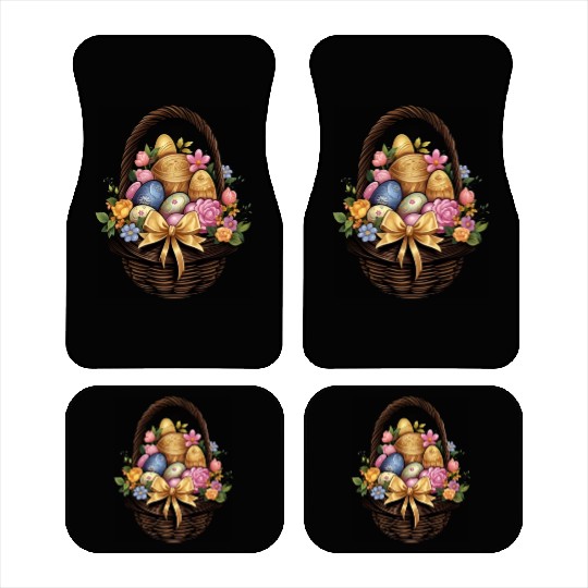 Easter Day Easter Basket Colorful Eggs Flowers Car Mats