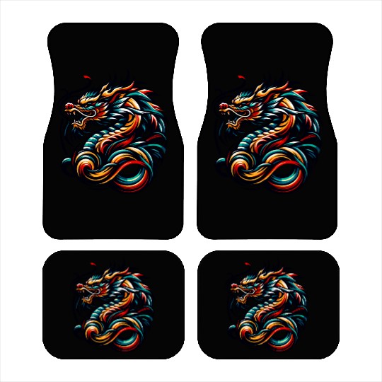 Colorful Chinese Dragon Artwork and Tribal Design Car Mats