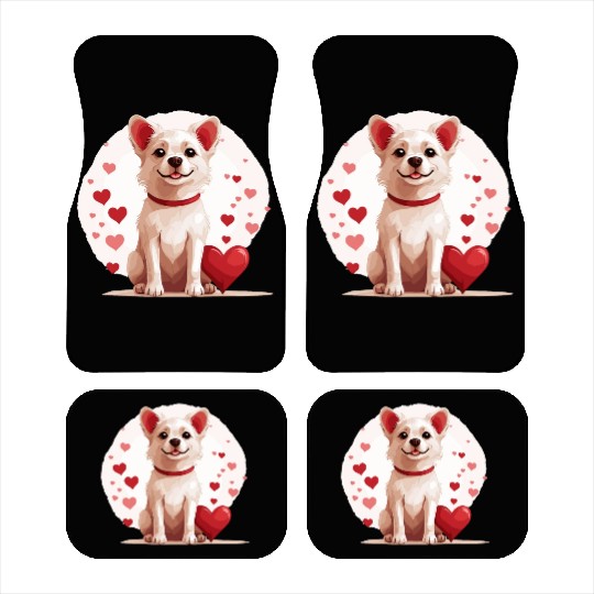 Dog love heart valentine day motif Car Mats