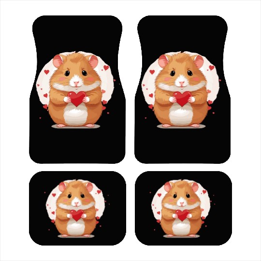Hamster love heart valentine day motif Car Mats