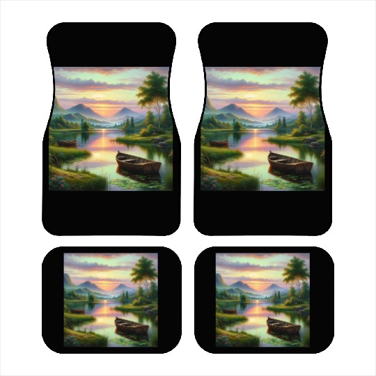 Serenity in Blossom Elegant Floral Art Car Mats