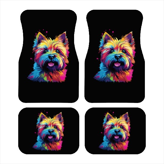 Watercolor Colorful Cairn Terrier Car Mats