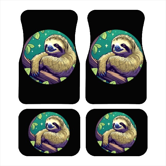 Sleeping Sloth Illustration Car Mats