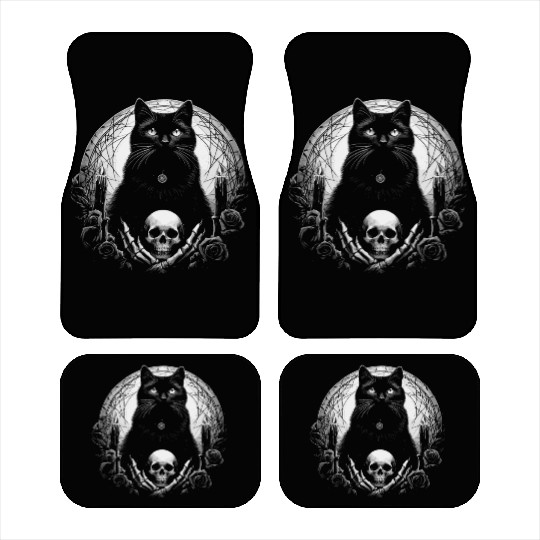 Scary Horror Black Cat Car Mats