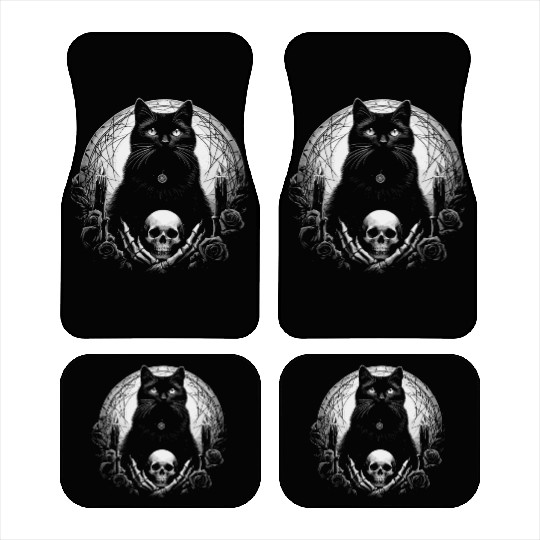 Scary Horror Black Cat Car Mats