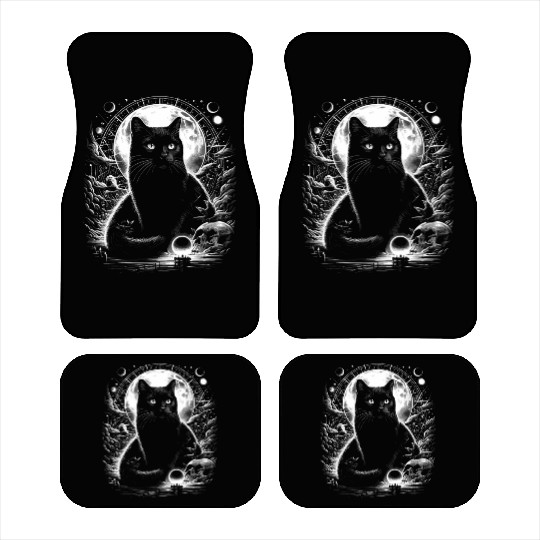 Scary Horror Black Cat Car Mats