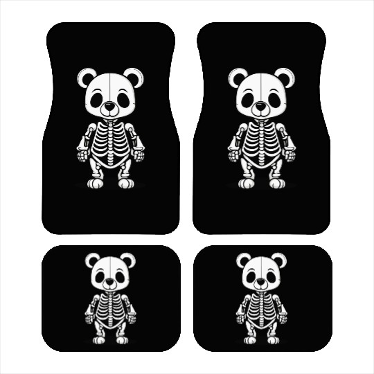 Cute Skeleton Bear Illustration Car Mats