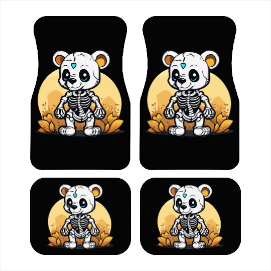 Cute Skeleton Bear Illustration Car Mats