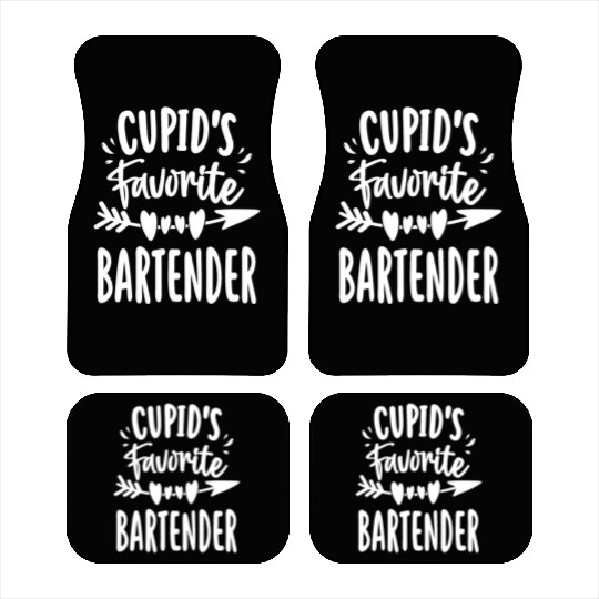 Cupid's Favorite Bartender Valentines Day Matching Car Mats