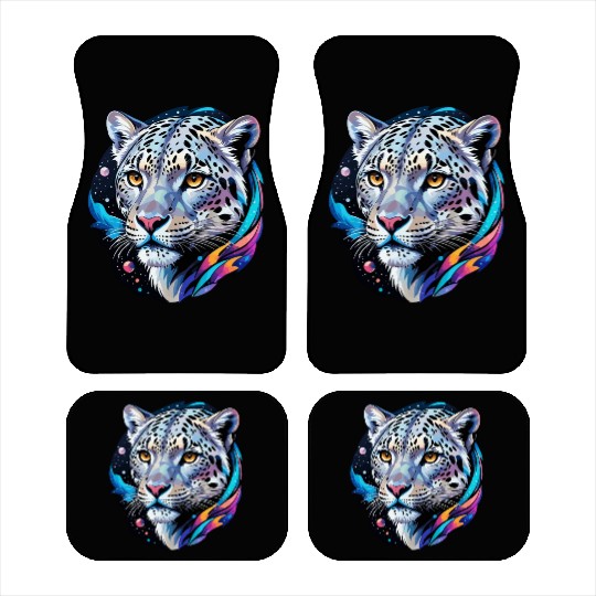 Cosmic Snow Leopard - Ethereal Animal Portrait Car Mats
