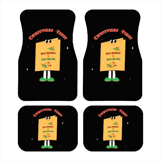 Groovy Christmas card in trendy retro cartoonstyle Car Mats