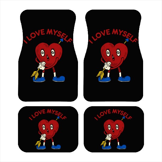 I Love Myself Funny Heart Cupid Arrow Parody Cute Car Mats