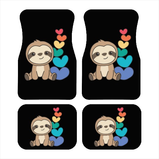 Rainbow Flag Gay Pride Lgbtq Hearts Sloth Car Mats