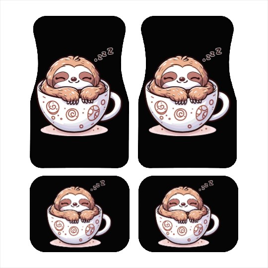 Sloffee - Sloth & Coffee Cozy Kawaii Sloth Car Mats